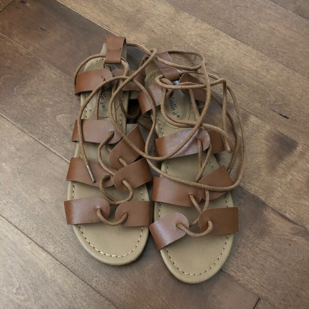 Brown lace up sandals